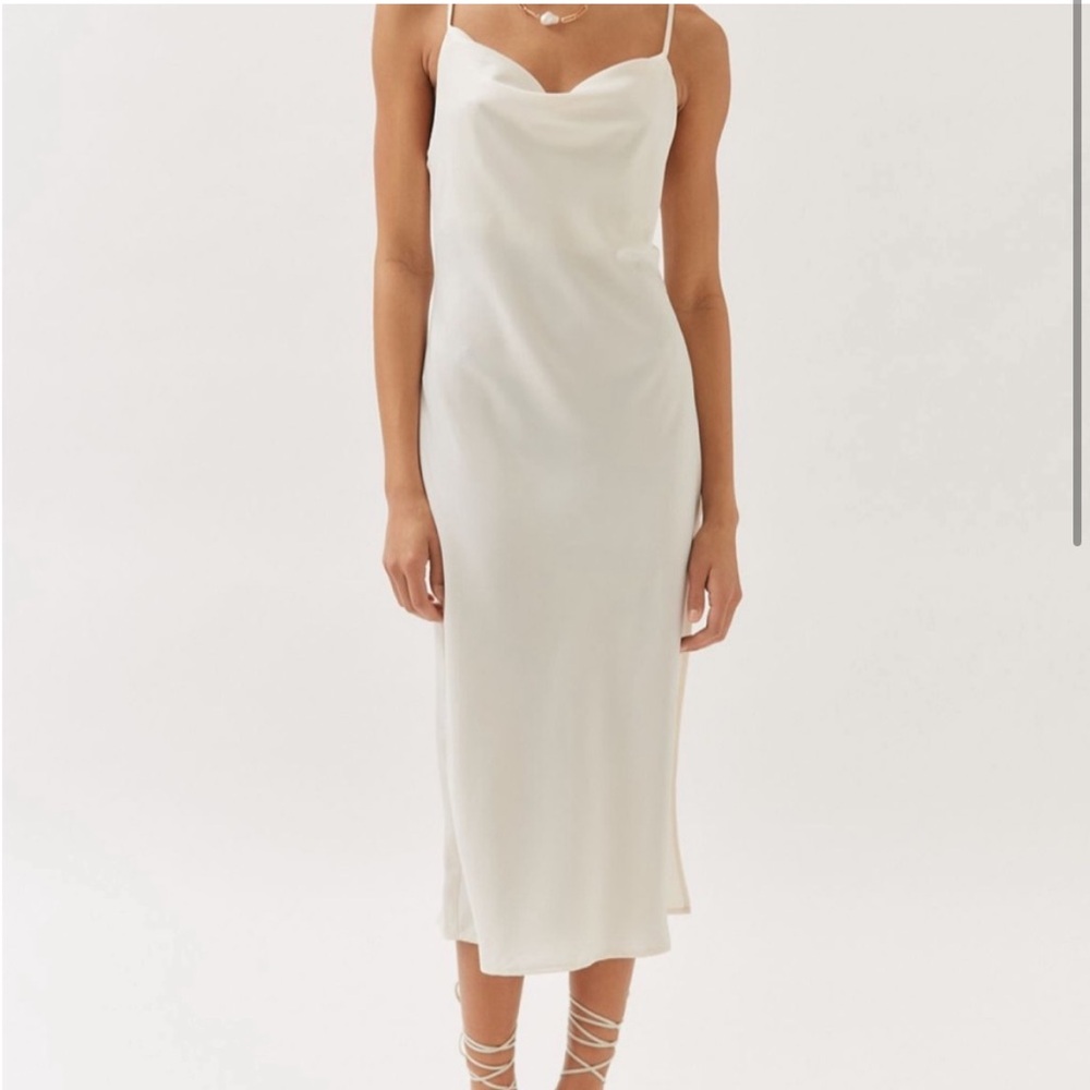 NEW urban outfitters silk midi dress in white